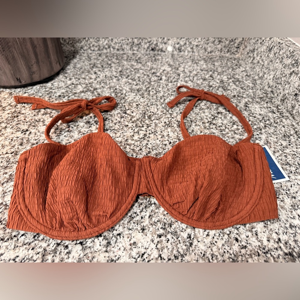 Abercrombie Rust Textured Bikini Top